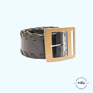 Moiss Creatum Wide Black Leather Belt‎
